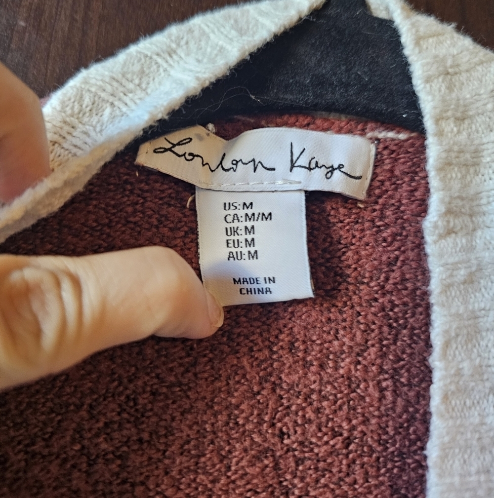 Brown and Cream Colorblock Open Front Cardigan Size Medium - Picture 4 of 4